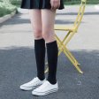 1 Pcs Ladies Knee High Soild Color Cotton Socks - Black